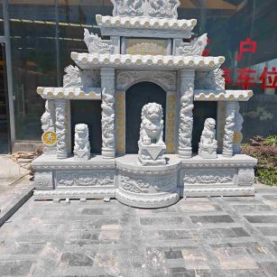 娄底芝麻白中国黑石材套墓 花岗岩墓碑